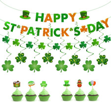 St. Patrick's Day Decoration Set: Banners, Swirls, and Toothpick Ornaments