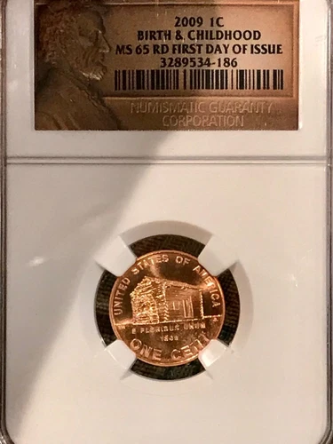 2009-P Lincoln Cent Penny BIRTH & CHILDHOOD MS65RD FIRST DAY OF ISSUE NGC