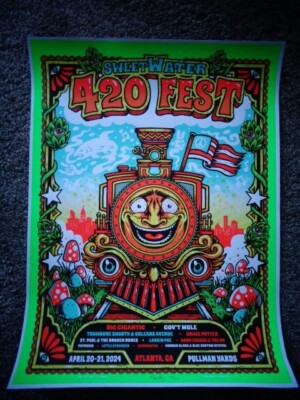 Brand New April 20- 21, 2024  SweetWater Brewery 420 Fest Poster Signed #150/200