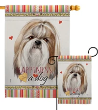 Shih Tzu Happiness Garden Flag Animals Dog Decorative Gift Yard House Banner