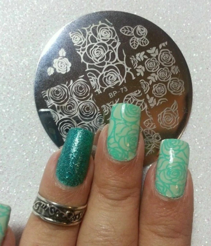 BP 73 Rosa Flor Arte en Uñas Estampado Plantilla Imagen Placa Estampador Raspador Kit Foto 4 de 4