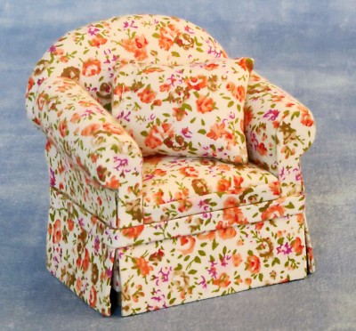 Floral Armchair 12th Scale for Dolls House Living Room