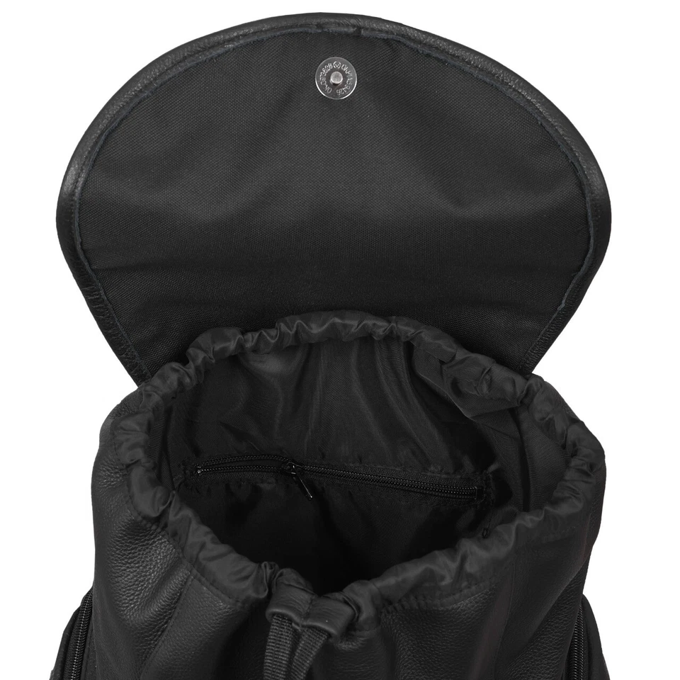 Mochila de cuero hecha a mano HL80510BLACK Foto 4 de 4
