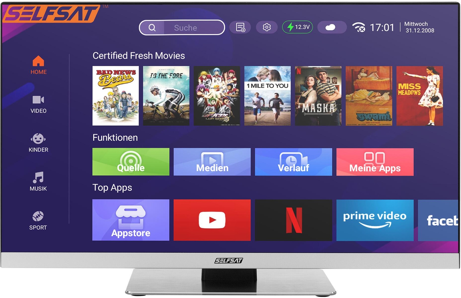 Thumbnail - Selfsat Smart Frameless Led-tv 1255, 22"(55cm), Wlan, Bluetooth,