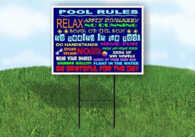 POOL RULES FUN Yard Sign Road with Stand LAWN SIGN