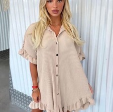 womens Seren pleated shirt dress beige one size £20