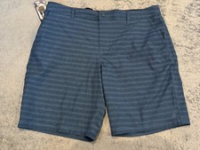 NWT Hang Ten Hybrid Shorts Mens 40 Stretch Quick Dry Blue Stripe Board Swim