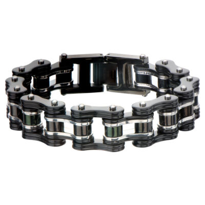 Inox Men'S Stainless Steel Motorcycle Chain Ip Black Bracelet #Br12853