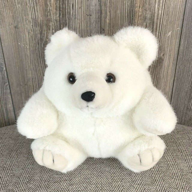 Vintage Yang Jee Polar Bear Stuffed Plush "Scrunched Look" Made In