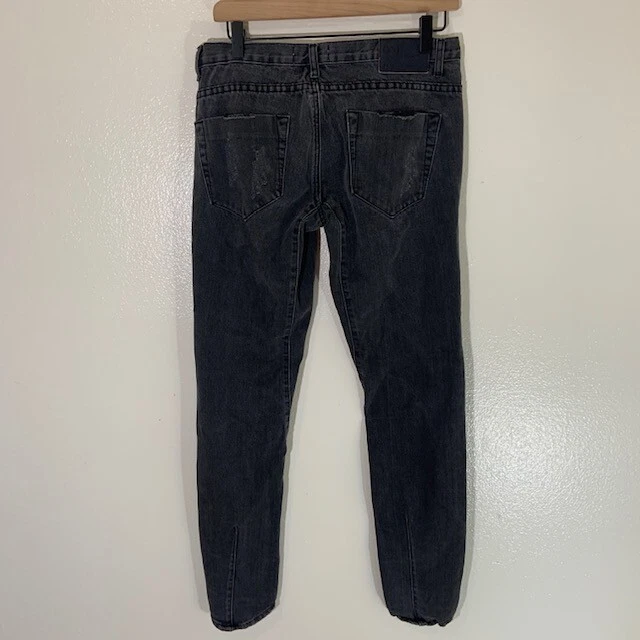 Pantalones de mezclilla ajustados One Teaspoon talla 27 negros trashed Freebird III desgastados rasgados Foto 4 de 4