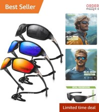 3 Pack Polarized Sports Sunglasses Men UV400 Wrap Around for Cycling Fishing