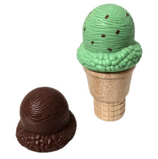 Melissa Doug Ice Cream Toy Cone Scoop 3pc Magnetic Wooden Chocolate Replacements