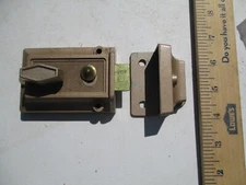 Vintage Rim Night Latch Deadbolt Lock with lock catch, key and cylinder