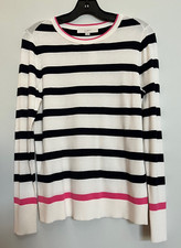 NWT Loft long sleeve stripe crew neck sweater ivory/black/pink size S