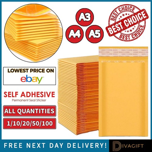 50 X JL0 AUTENTICO Jiffy BUSTE,bolla-foderato,imbottito BUSTE ORO