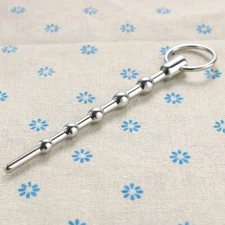 Mens Stainless Steel Urethra Plug Sounding Rod Dilator Metal w/Ring Stretcher