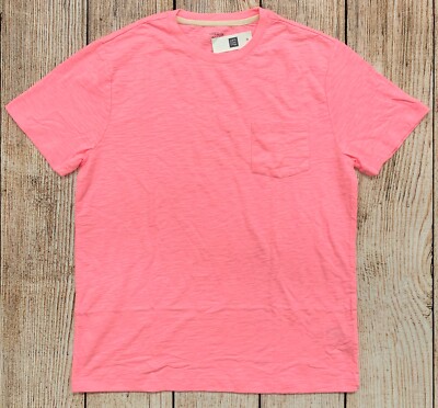 Mens XXL Lived-In Crew Neck T-Shirt Pocket NWT Pink Neon 623684
