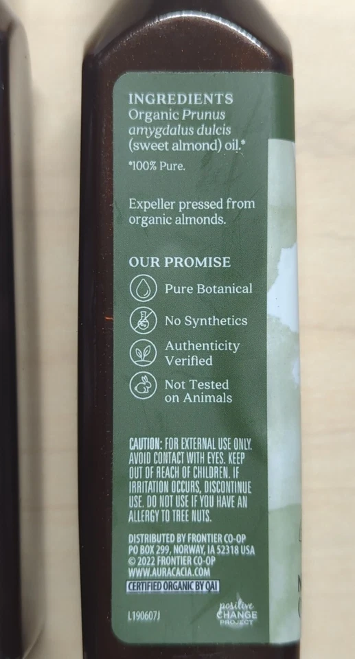 3 X Óleo Orgânico Aura Cacia Nutritivo para Cuidados com a Pele Amêndoa Doce, 4 fl oz (118 ml) - Imagem 3 de 3