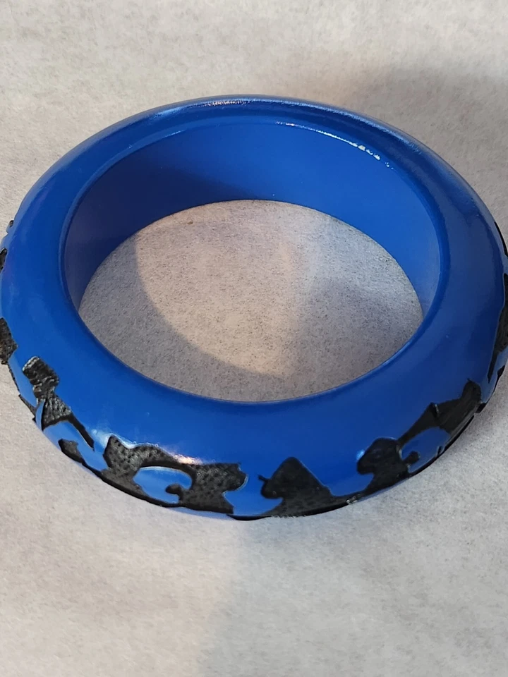 Louis Vuitton Auténtico Brazalete Azul Pulsera Mujer Moda Madera Leo Monograma Foto 3 de 4