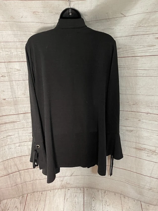 Cárdigan Charter Club para mujer negro frente abierto manga larga talla M Foto 3 de 4