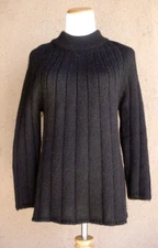 Womens Black Sweater Alpaca Mohair Sz M GHOST Flared Pullover Mock Turtleneck