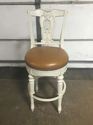 Frontgate Promenade Leather Barstool BAR HEIGHT 31'' Stool Counter Chair white