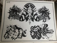 Vintage Dragons Spaulding Rogers Tattoo Design Flash Print, 1989