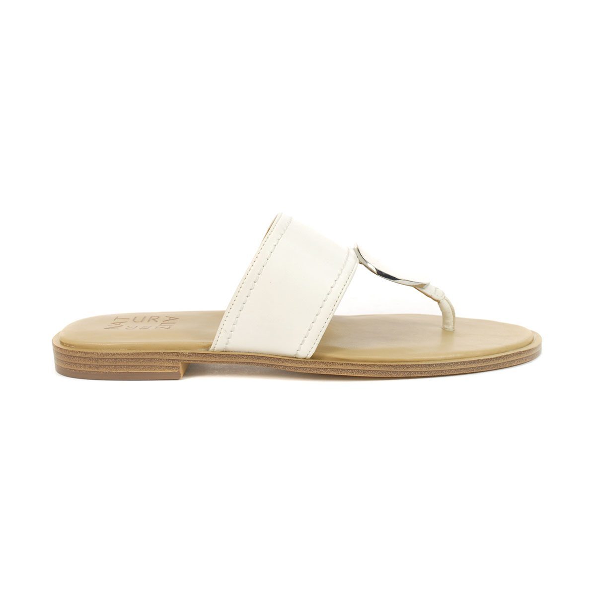 Naturalizer Frankie White Leather Thong Sandals