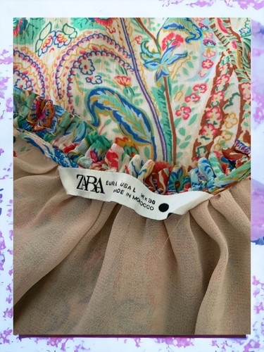 Zara SS20 keyhole font drawstring collar lined lightweight dress long tunic L - Picture 3 of 9