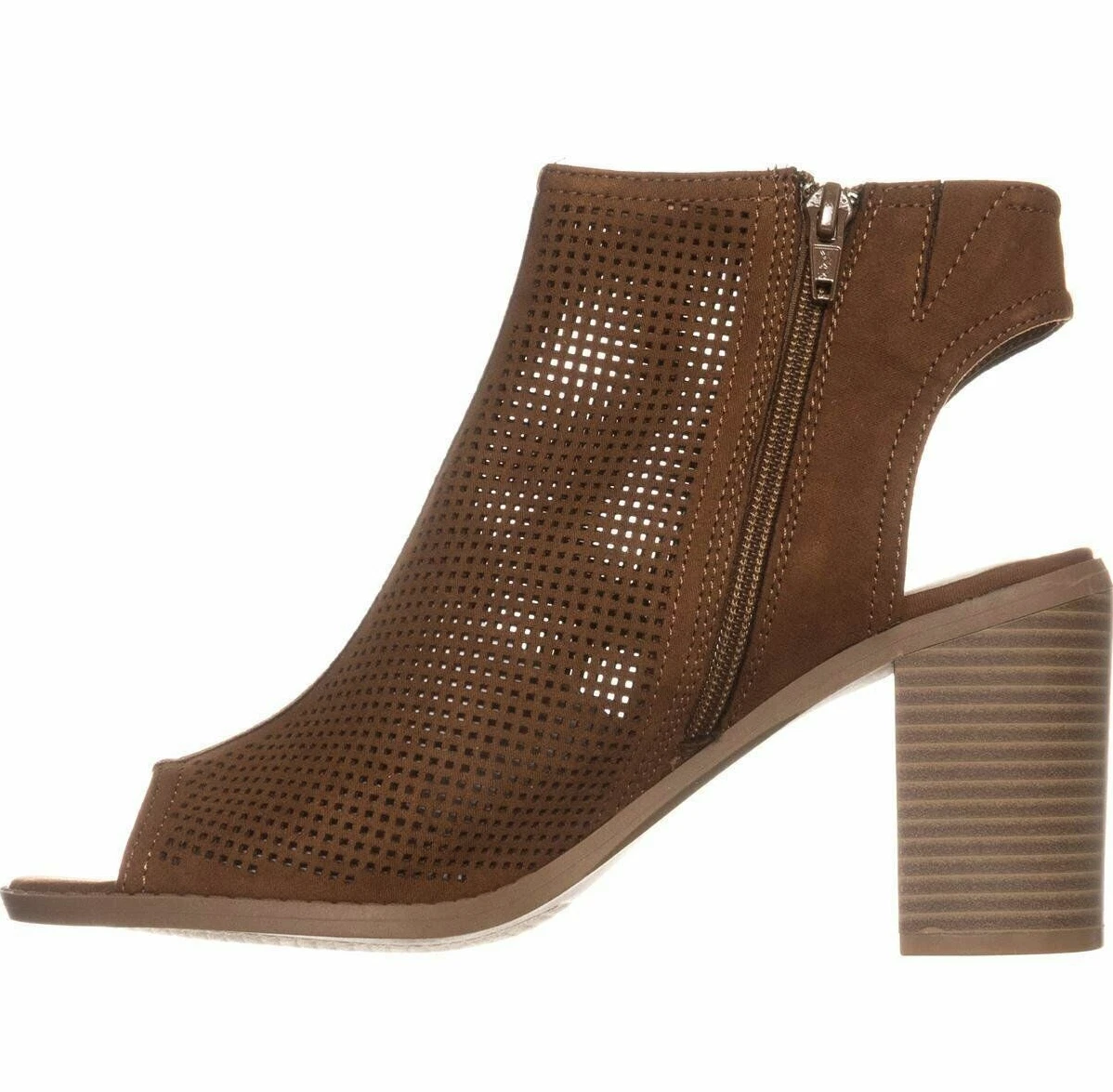 Brown open toe clearance booties