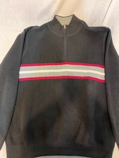 Eddie Bauer Black 1/4 Zip Pullover Sweater Men  s Size XL with multicolor strips