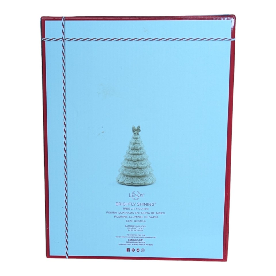 Lenox Ceramic Christmas Tree Brightly Shining Light Up Color Free