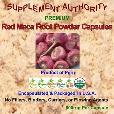 Maca Root Powder Red Organic 60 - 400 Capsule Bag  Super Fresh  TOP SELLER  