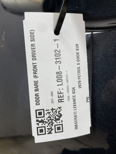 Maserati Levante Sq4 M161 5 Door 2018 BARE DOOR FRONT DRIVER Black 815 - Picture 4 of 16