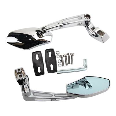 Chrome Rearview Mirrors For Suzuki GSXR 600 750 1000 Hayabusa GSX1300R SV TL – 7.5″ Stem, Smoke Blue Lens