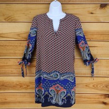 Forever 21 Contemporary Mini Dress Womens Size XS Multicolor Paisley 3/4 Sleeves