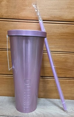 NEW Dunkin' 24oz Stainless Steel Sipper Cold Beverage Tumbler Iridescent Purple 