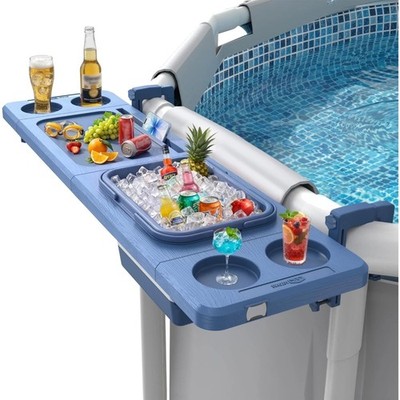 Poolside Bar with Ice Bucket Table Adjustable Support Bracket Fits Above-ground