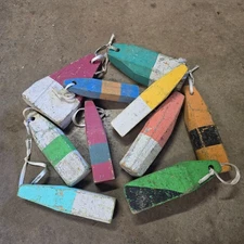 10 WOOD LOBSTER TRAP BUOY FLOATS Wooden Nautical Beach Boat House Decor Fishing