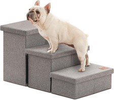 Love's cabin Dog Stairs for High Bed, Foldable Pet Stairs, 3 Steps W/Storage
