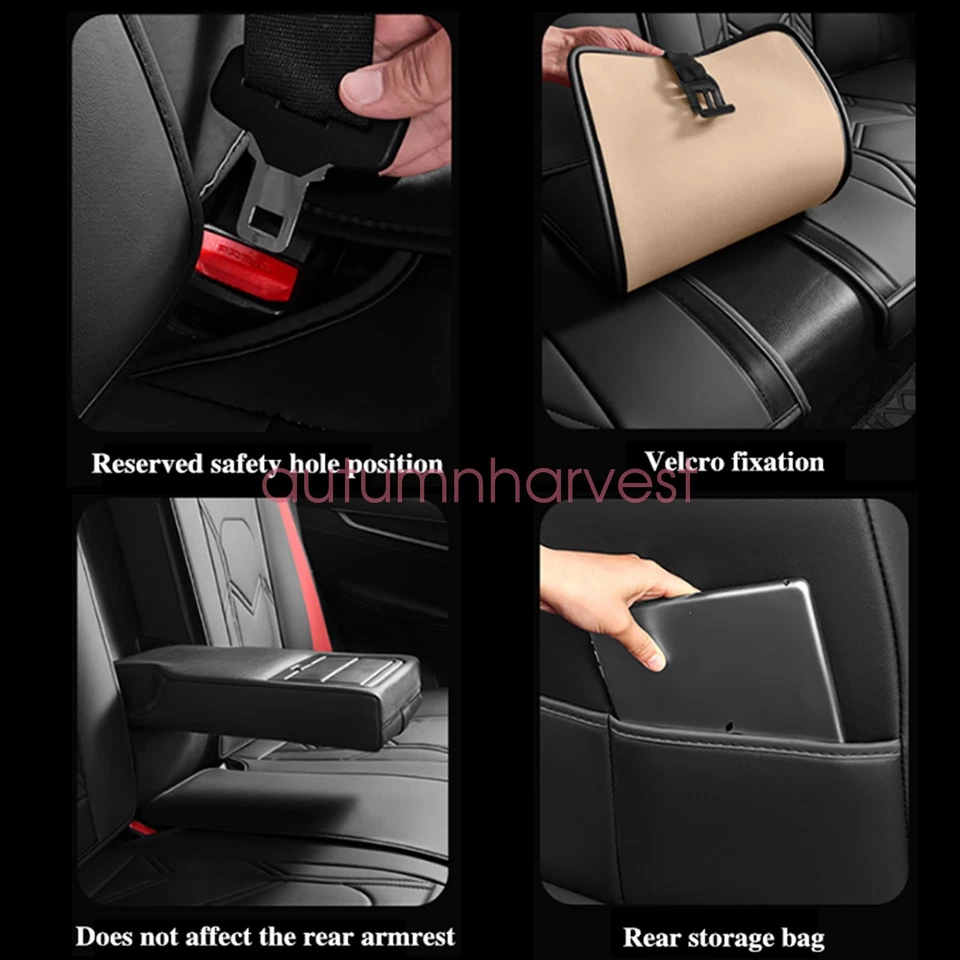 For Chevrolet Equinox Silverado Tahoe Car Front & Rear 5-Seat Covers PU Leather - Изображение 4 из 4