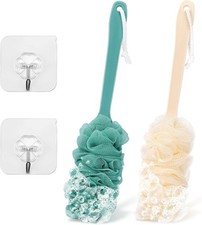 2Pack Back Scrubber for Shower Loofah with Long Handle, Shower Brush for Body,