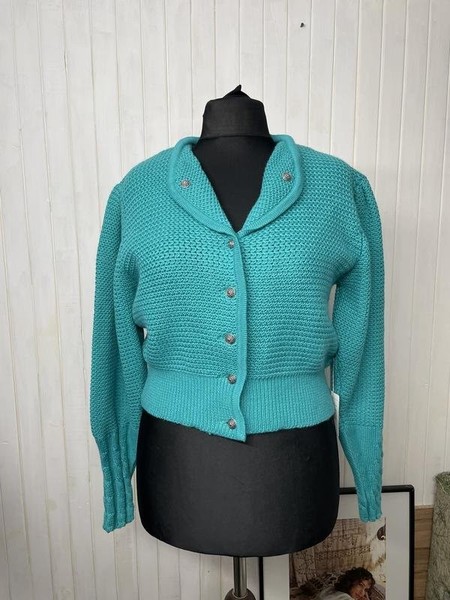 Women American Vintage Sweater Turquoise Acrylic