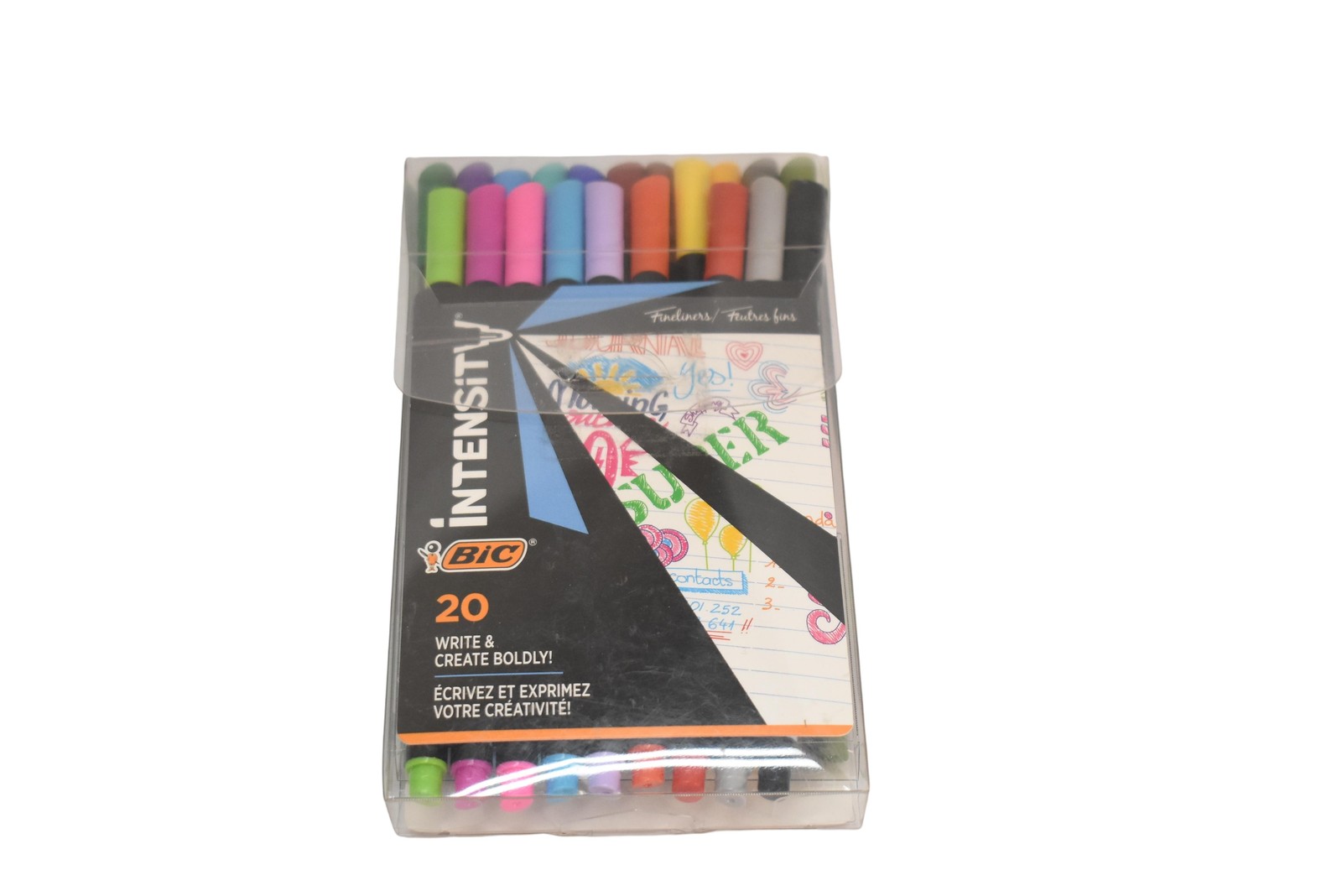 BIC Intensity Fineliner Marker Pens 20 Count Assorted Colors Write Boldly