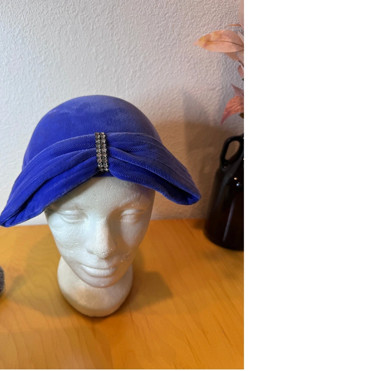 Vintage BETMAR Women Hat Blue Derby Velvet Fancy Ribbon Felt Cocktail Formal 90s Betmar Velvet Hats for Women for sale | eBay main image 3