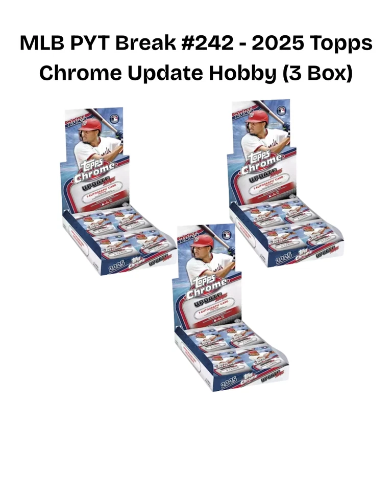 New ListingMLB PYT Break #242 - 2025 Topps Chrome Update Hobby (3 Boxes)