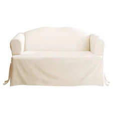  SureFit Duck Cotton Loveseat T-Cushion Slipcover - One Piece Kitchen
