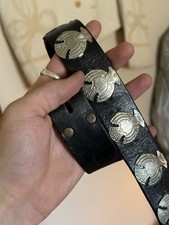 VTG Vintage Custom New Mexico Concho Metal Emblem Western Belt No Buckle Size 40