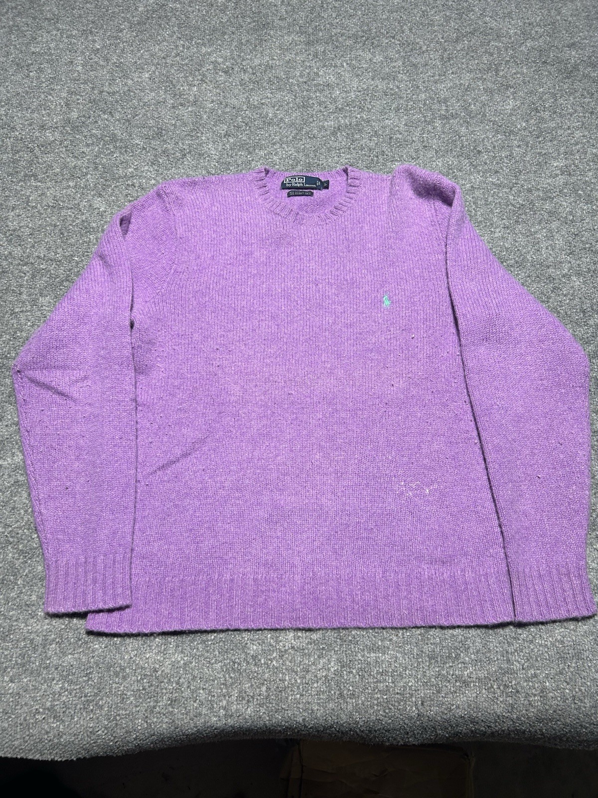 Vintage Polo Ralph Lauren 90S Merino Wool Rabbit Hair Size L Purple 