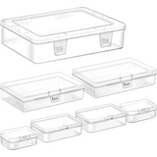 Clear Small Plastic Storage Containers with Lids, 7 Pack Rectangular Mixed Sizes